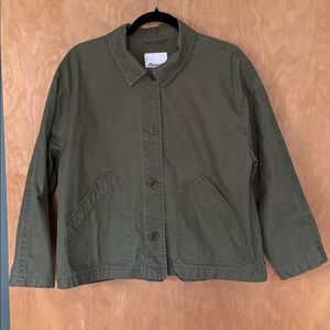 Madewell Baylow Crop Chore Jacket in olive green